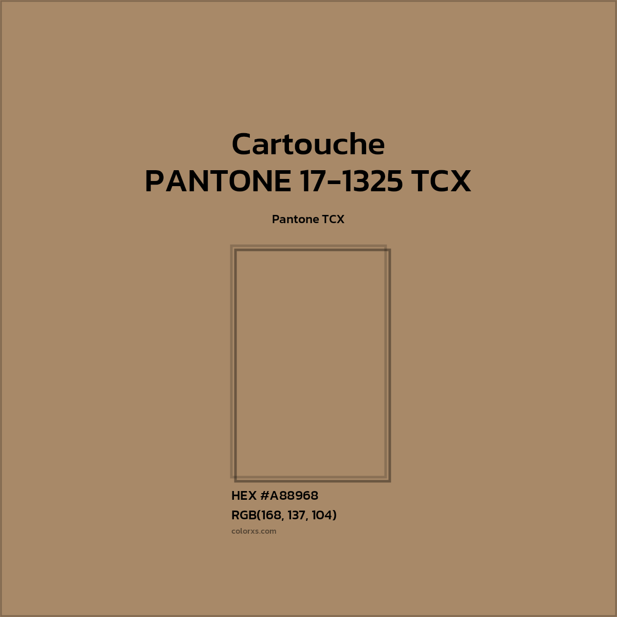 HEX #A88968 PANTONE 17-1325 TCX - Cartouche CMS Pantone TCX - Color Code