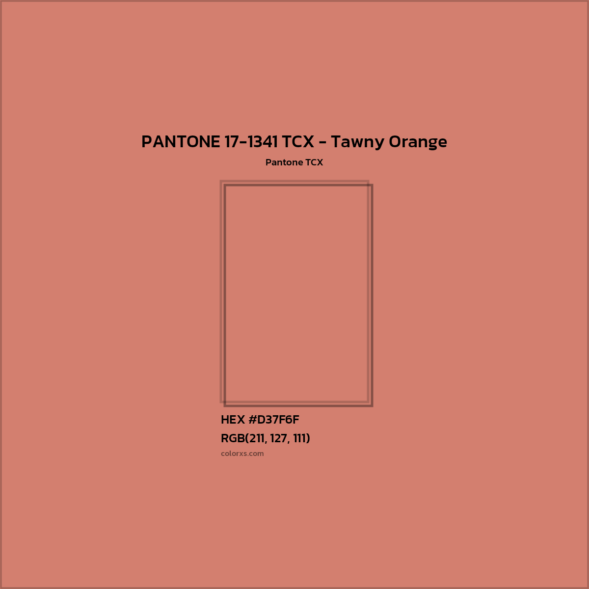 HEX #D37F6F PANTONE 17-1341 TCX - Tawny Orange CMS Pantone TCX - Color Code