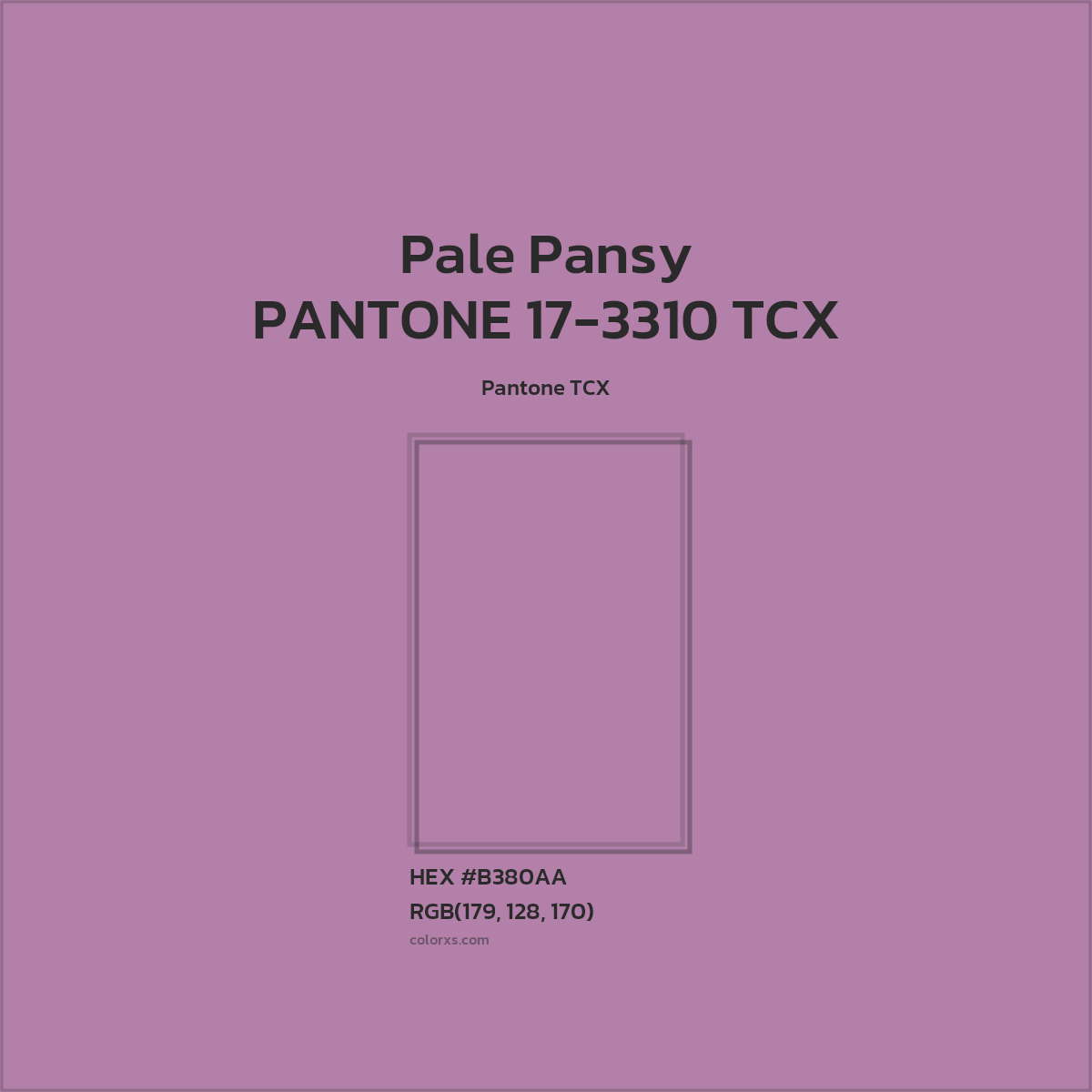 HEX #B380AA PANTONE 17-3310 TCX - Pale Pansy CMS Pantone TCX - Color Code