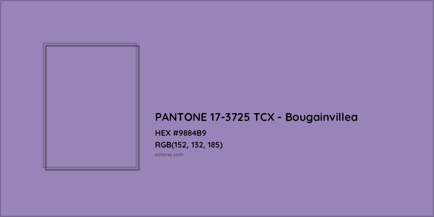 HEX #9884B9 PANTONE 17-3725 TCX - Bougainvillea CMS Pantone TCX - Color Code