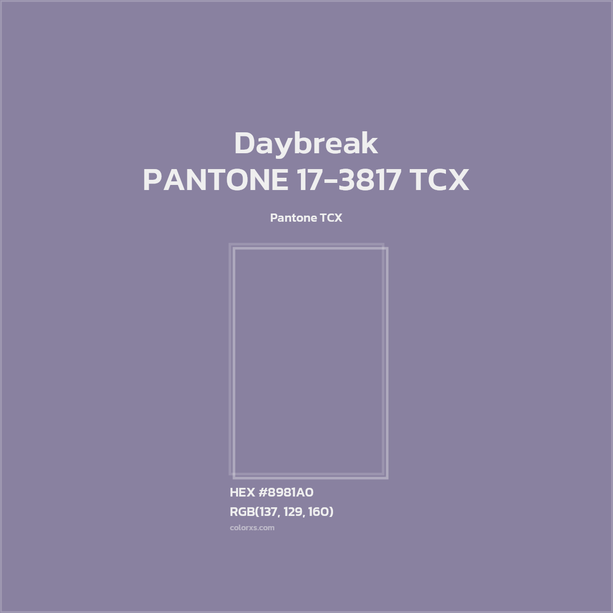 HEX #8981A0 PANTONE 17-3817 TCX - Daybreak CMS Pantone TCX - Color Code