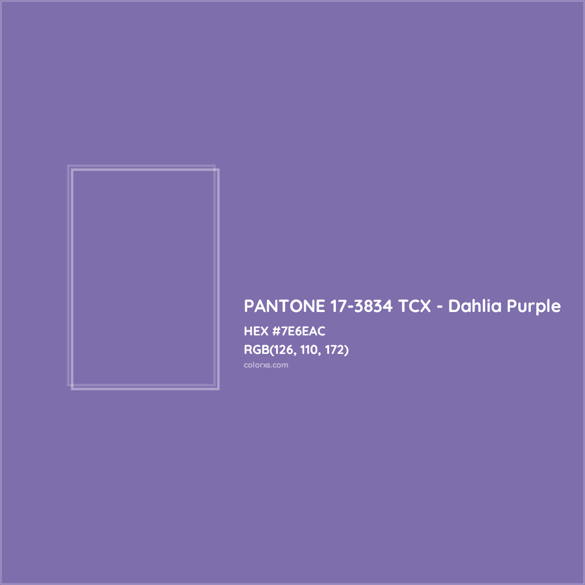 HEX #7E6EAC PANTONE 17-3834 TCX - Dahlia Purple CMS Pantone TCX - Color Code