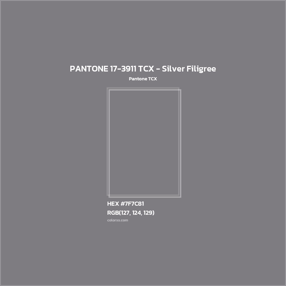 HEX #7F7C81 PANTONE 17-3911 TCX - Silver Filigree CMS Pantone TCX - Color Code