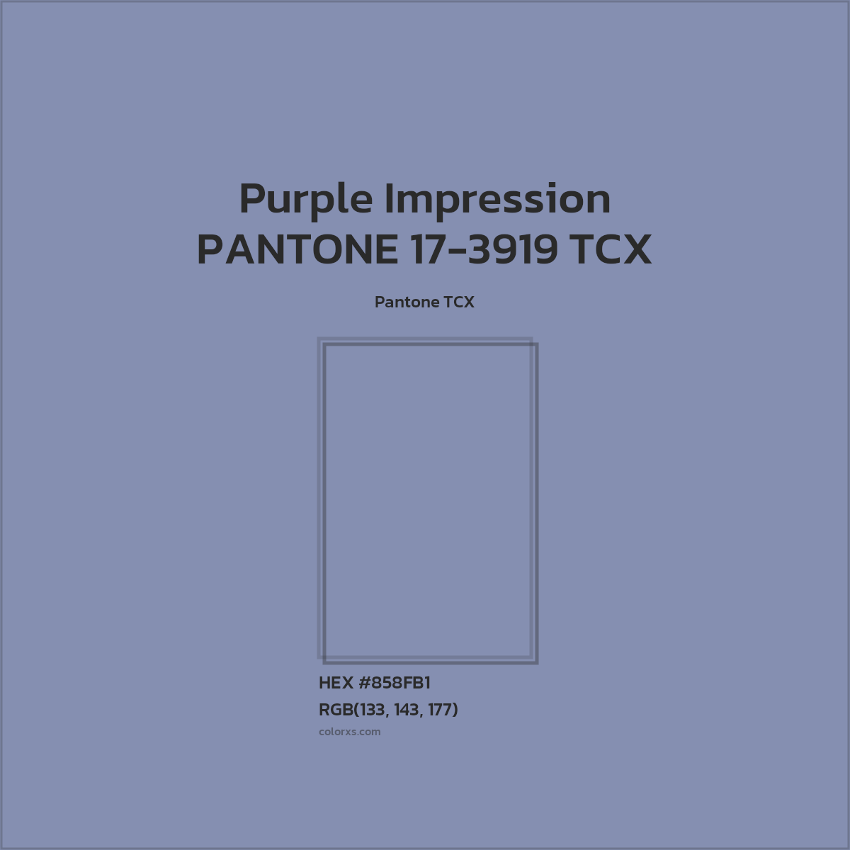 HEX #858FB1 PANTONE 17-3919 TCX - Purple Impression CMS Pantone TCX - Color Code