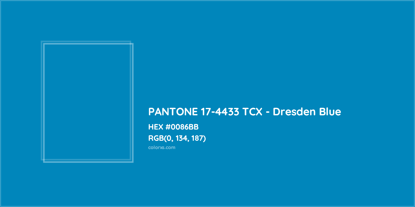 HEX #0086BB PANTONE 17-4433 TCX - Dresden Blue CMS Pantone TCX - Color Code
