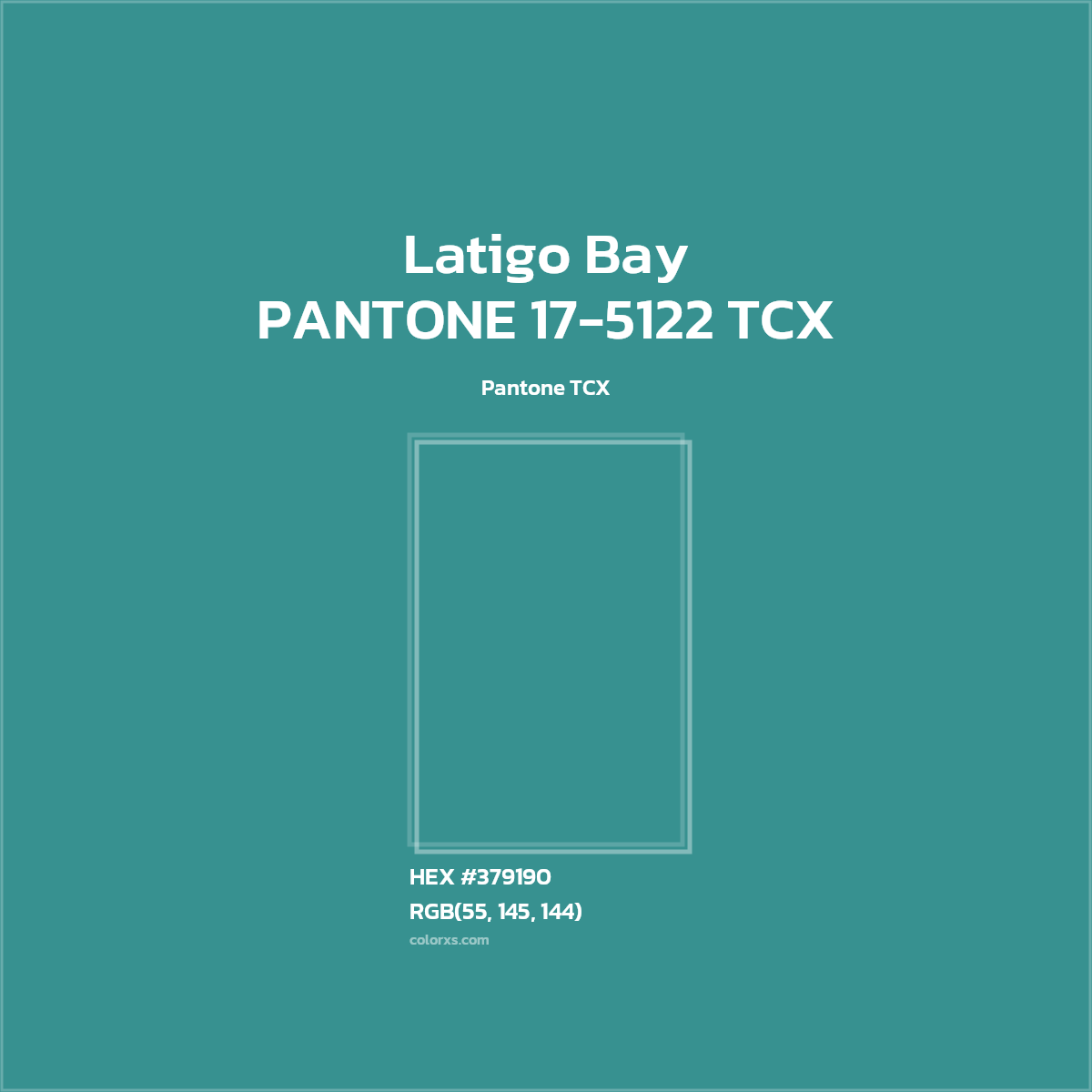 HEX #379190 PANTONE 17-5122 TCX - Latigo Bay CMS Pantone TCX - Color Code
