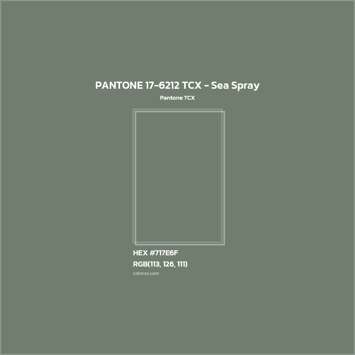 HEX #717E6F PANTONE 17-6212 TCX - Sea Spray CMS Pantone TCX - Color Code