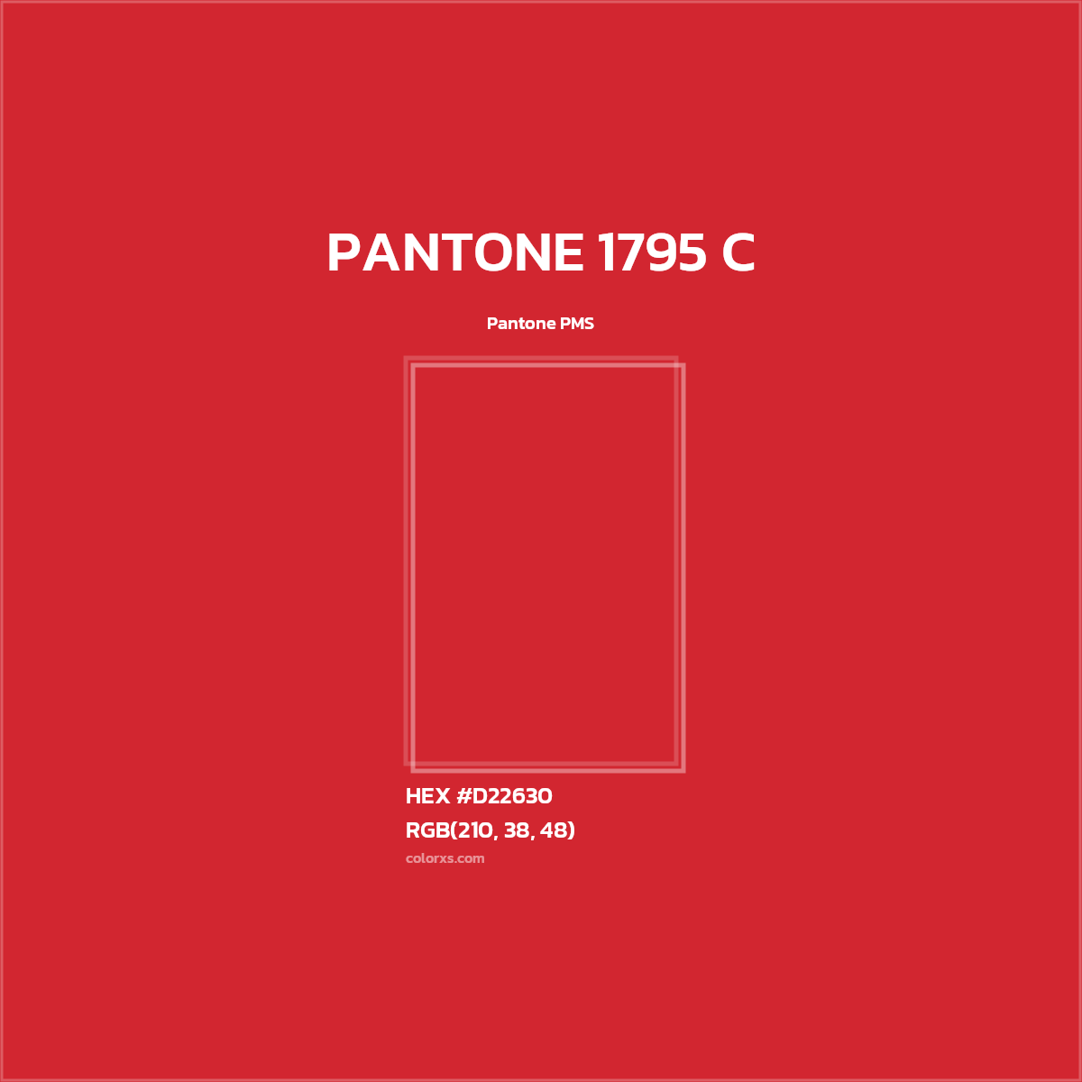 HEX #D22630 PANTONE 1795 C CMS Pantone PMS - Color Code