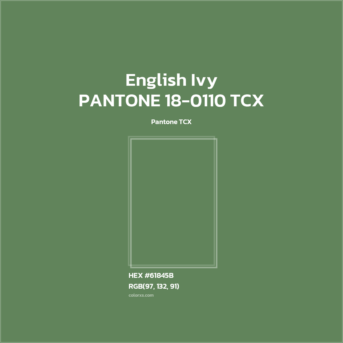 HEX #61845B PANTONE 18-0110 TCX - English Ivy CMS Pantone TCX - Color Code