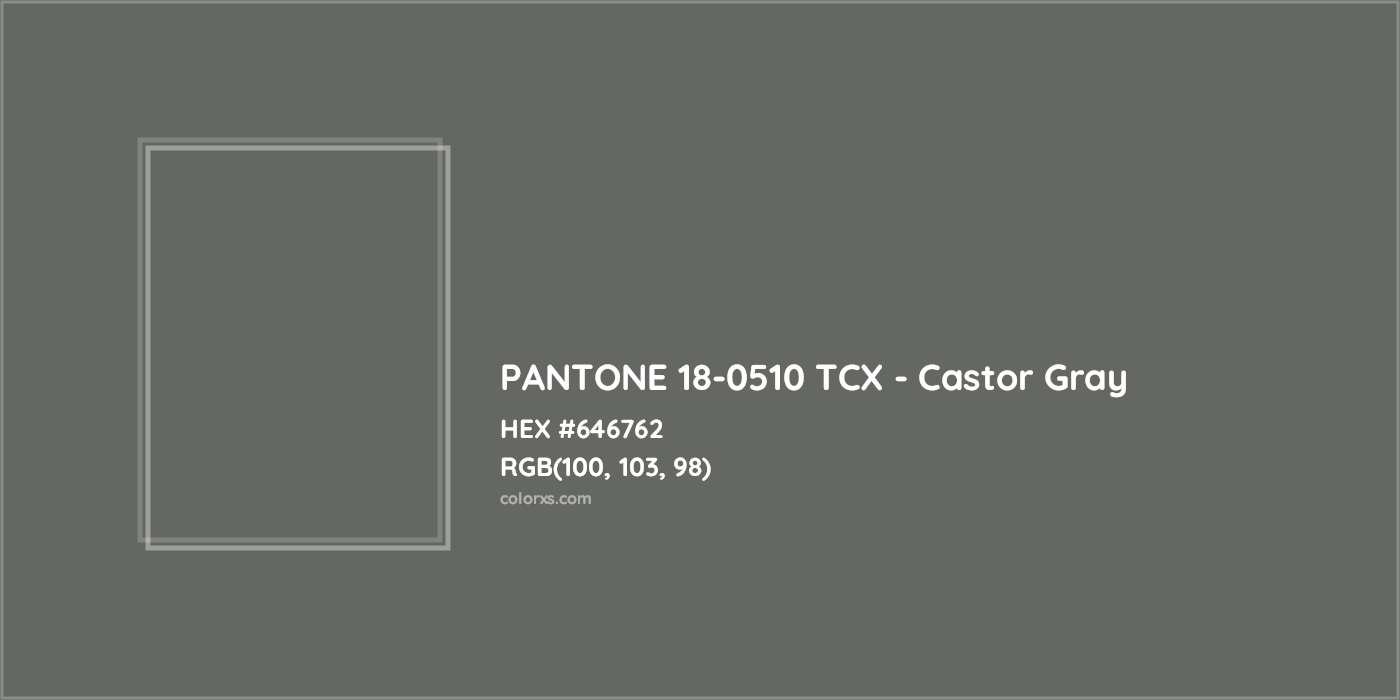 HEX #646762 PANTONE 18-0510 TCX - Castor Gray CMS Pantone TCX - Color Code