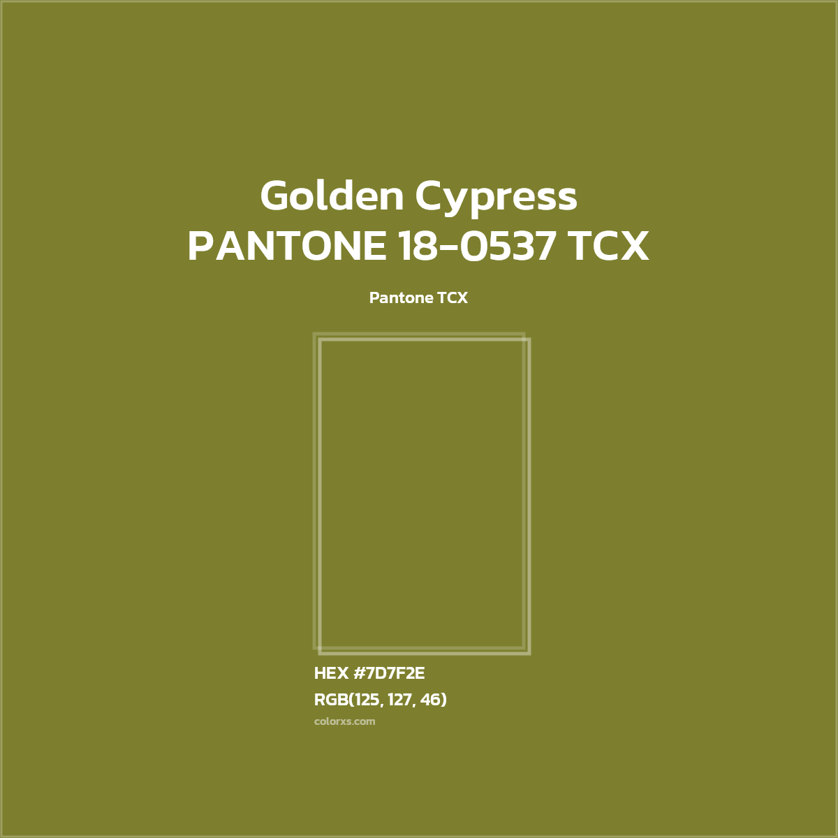 HEX #7D7F2E PANTONE 18-0537 TCX - Golden Cypress CMS Pantone TCX - Color Code
