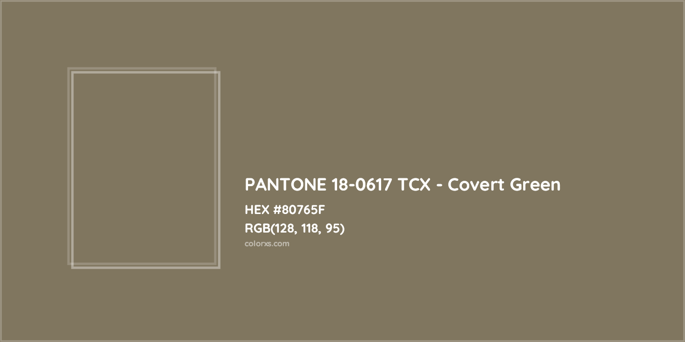 HEX #80765F PANTONE 18-0617 TCX - Covert Green CMS Pantone TCX - Color Code