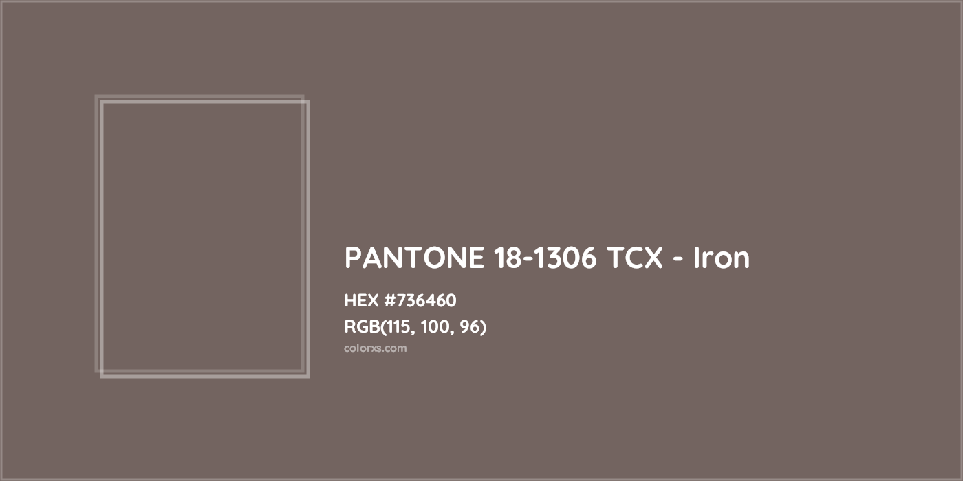 HEX #736460 PANTONE 18-1306 TCX - Iron CMS Pantone TCX - Color Code