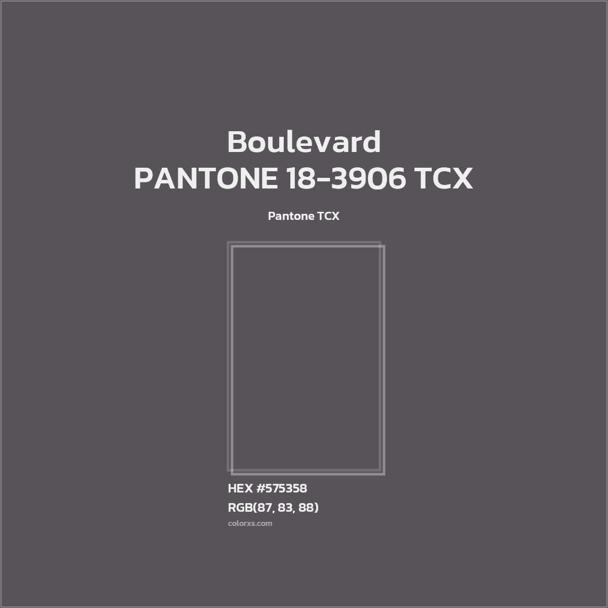 HEX #575358 PANTONE 18-3906 TCX - Boulevard CMS Pantone TCX - Color Code