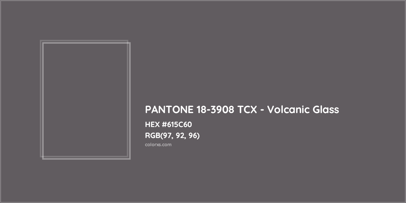 HEX #615C60 PANTONE 18-3908 TCX - Volcanic Glass CMS Pantone TCX - Color Code