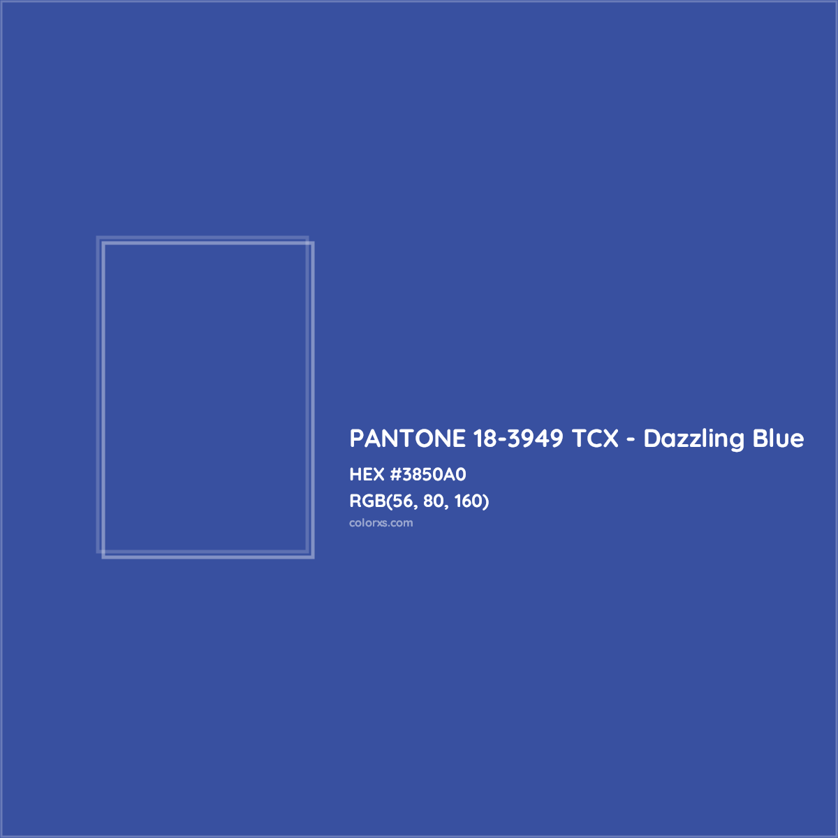 HEX #3850A0 PANTONE 18-3949 TCX - Dazzling Blue CMS Pantone TCX - Color Code
