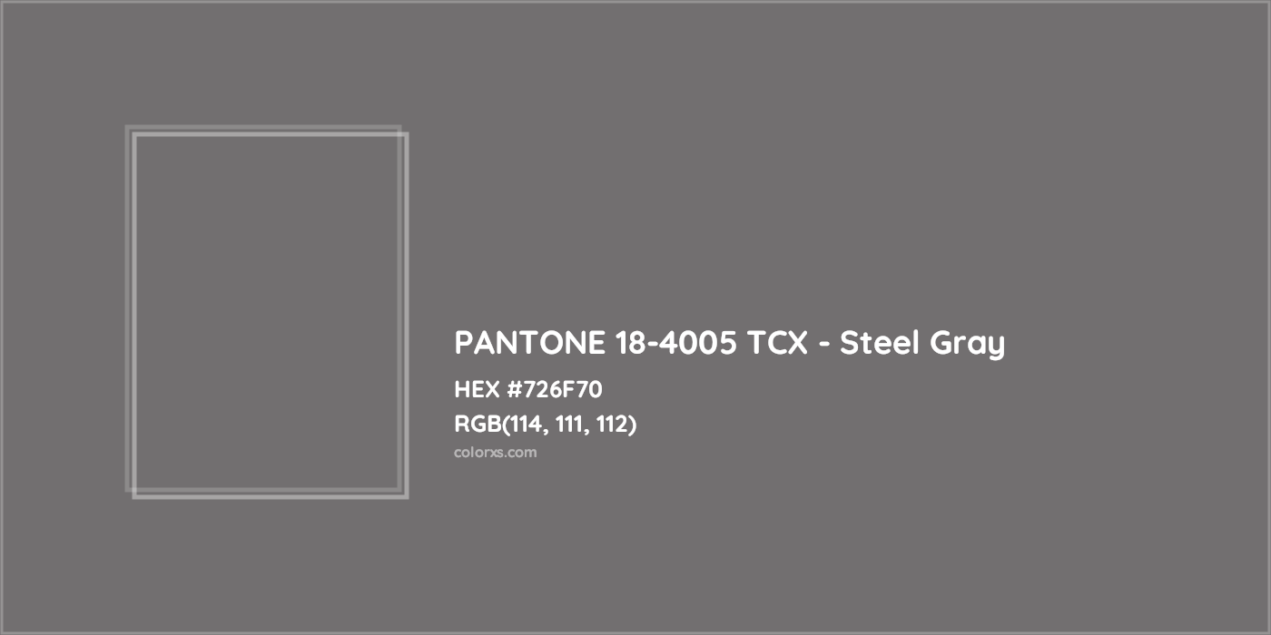 HEX #726F70 PANTONE 18-4005 TCX - Steel Gray CMS Pantone TCX - Color Code