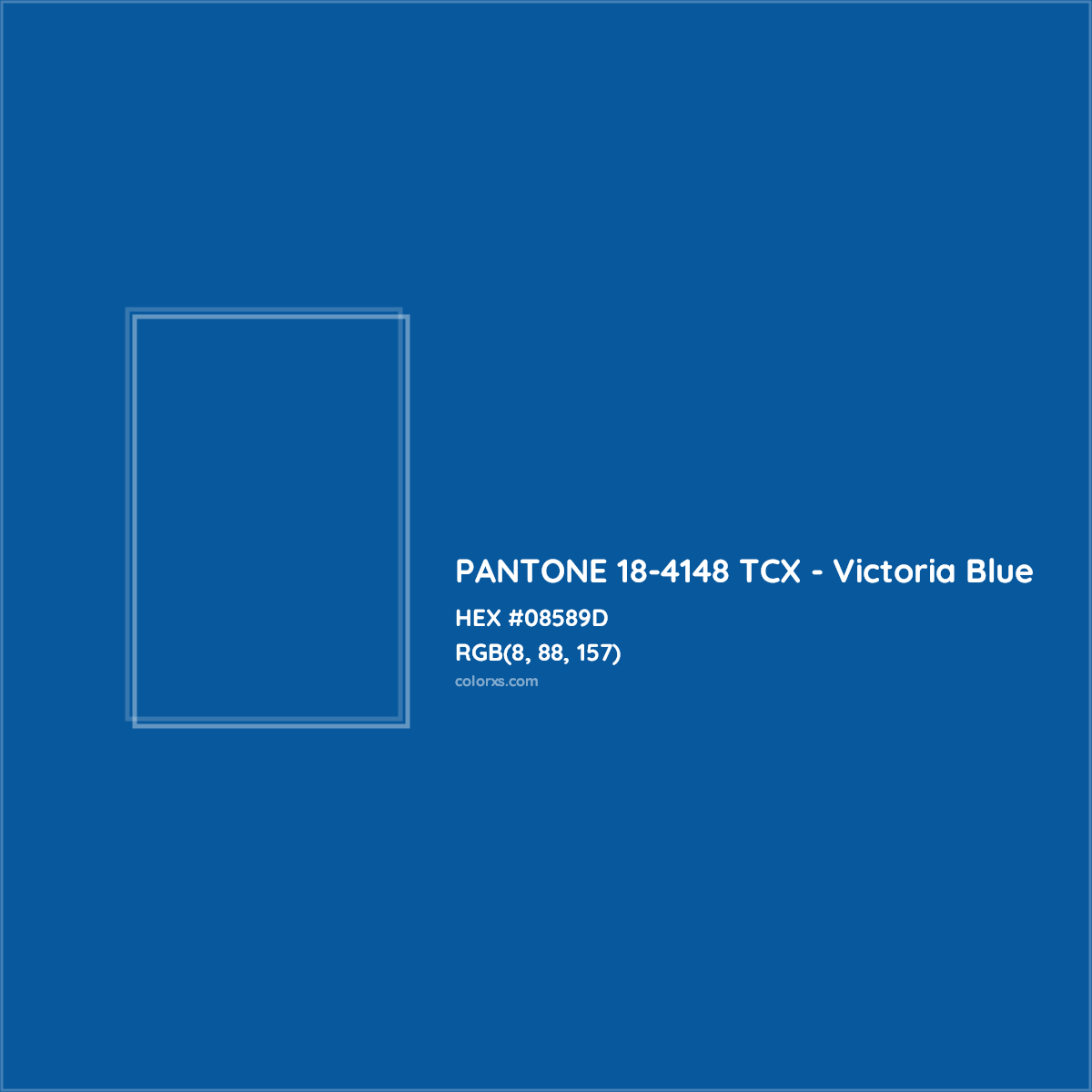 HEX #08589D PANTONE 18-4148 TCX - Victoria Blue CMS Pantone TCX - Color Code