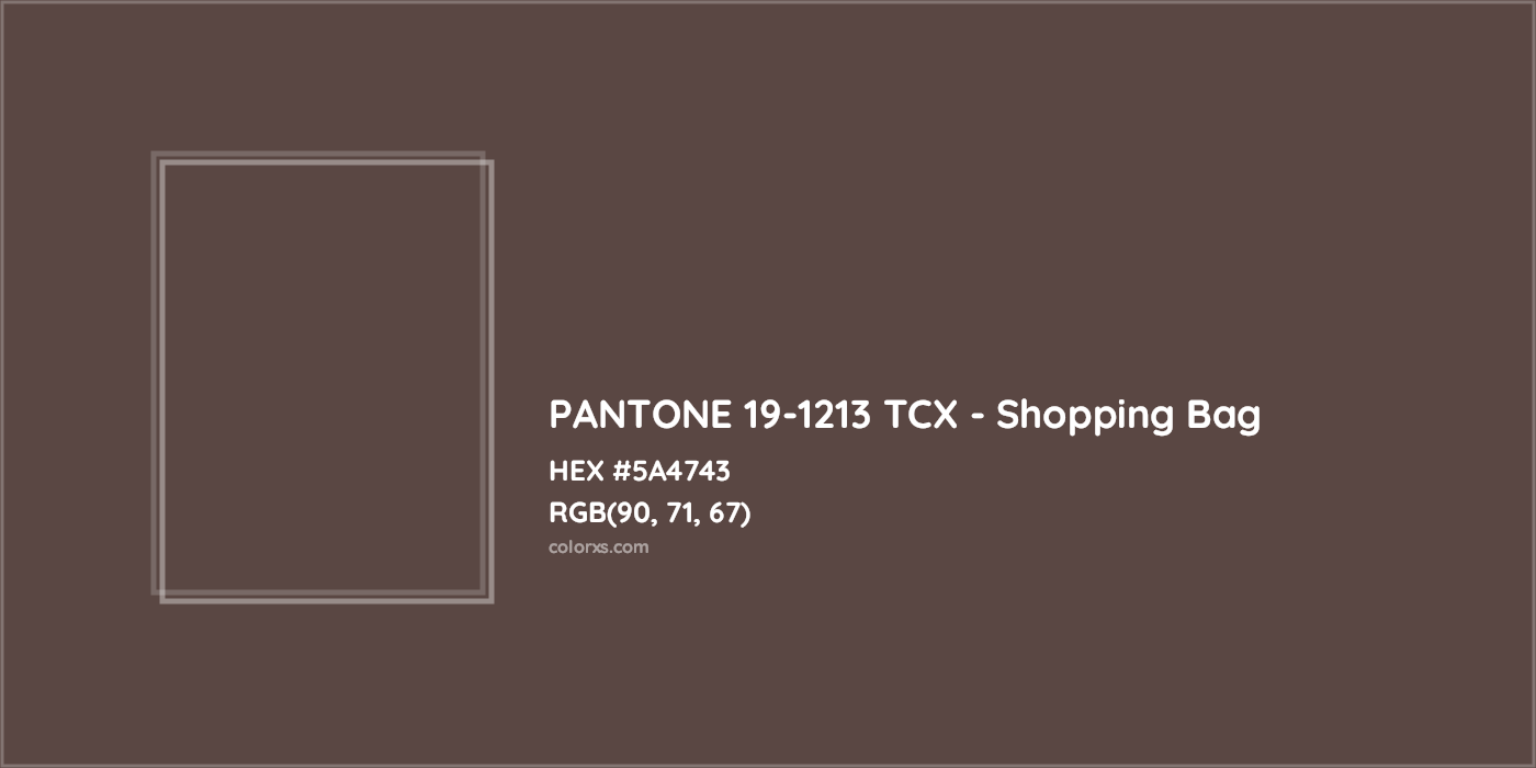 HEX #5A4743 PANTONE 19-1213 TCX - Shopping Bag CMS Pantone TCX - Color Code