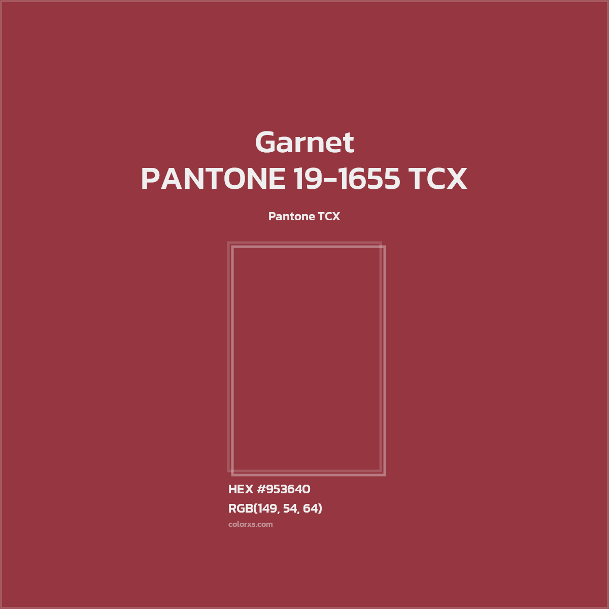 HEX #953640 PANTONE 19-1655 TCX - Garnet CMS Pantone TCX - Color Code