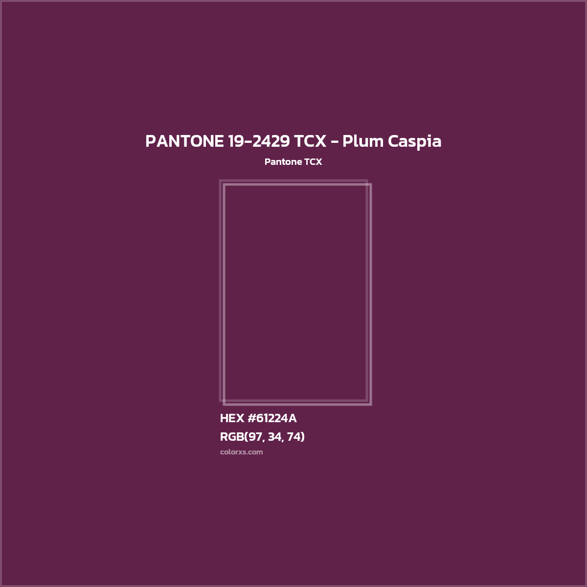 HEX #61224A PANTONE 19-2429 TCX - Plum Caspia CMS Pantone TCX - Color Code