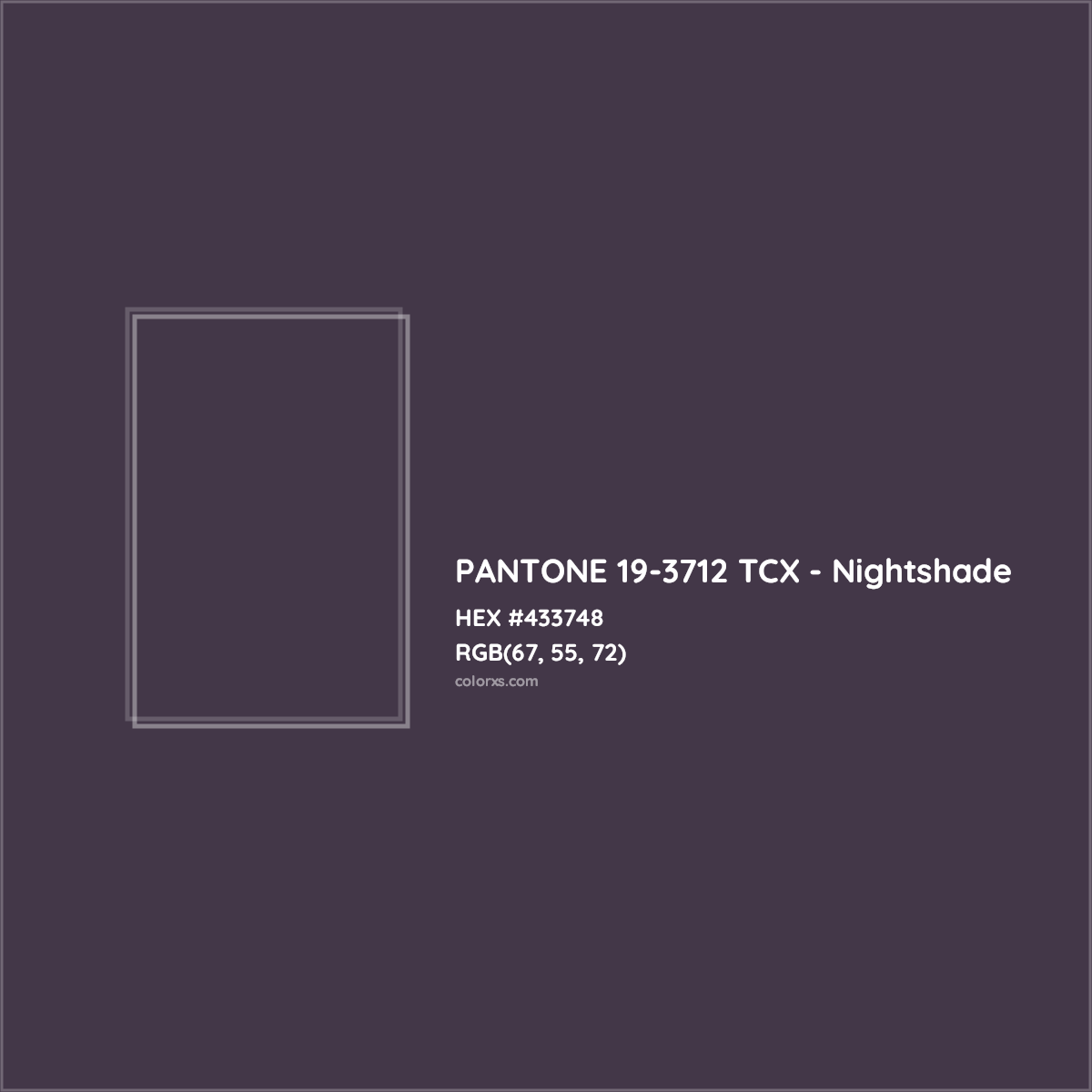 HEX #433748 PANTONE 19-3712 TCX - Nightshade CMS Pantone TCX - Color Code