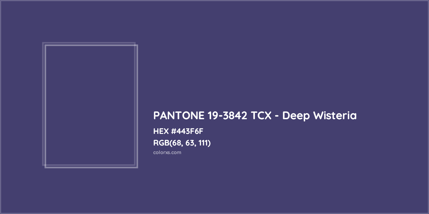 HEX #443F6F PANTONE 19-3842 TCX - Deep Wisteria CMS Pantone TCX - Color Code