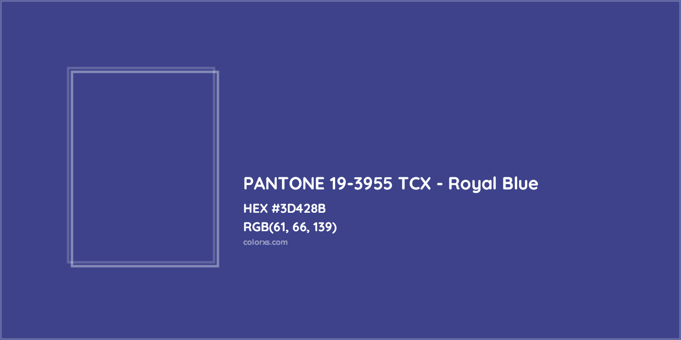HEX #3D428B PANTONE 19-3955 TCX - Royal Blue CMS Pantone TCX - Color Code