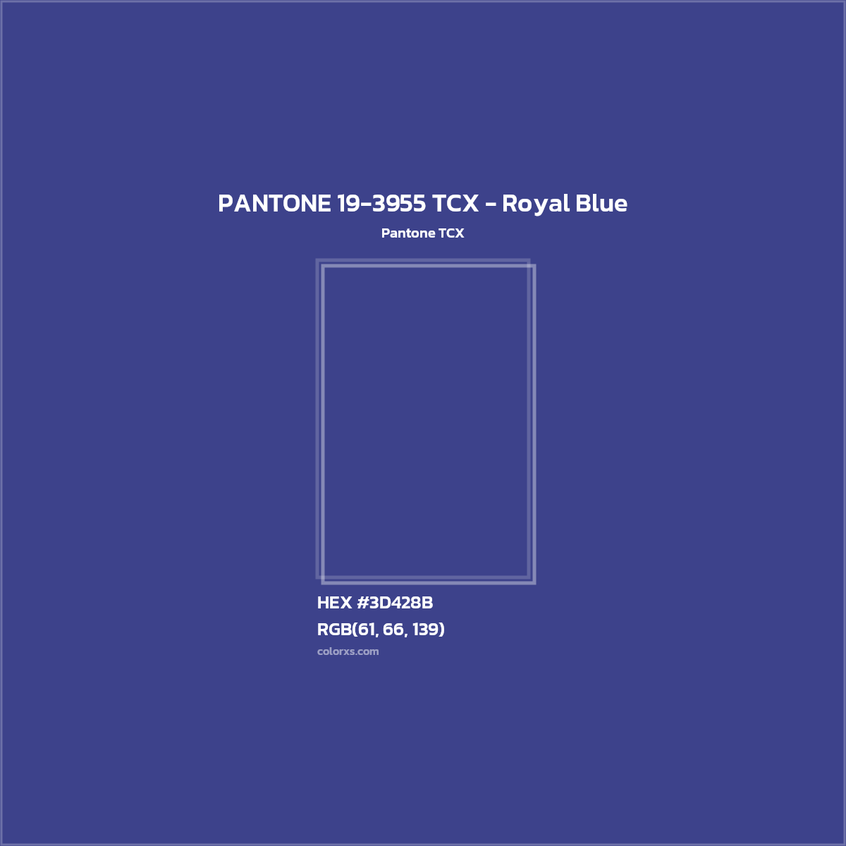 HEX #3D428B PANTONE 19-3955 TCX - Royal Blue CMS Pantone TCX - Color Code