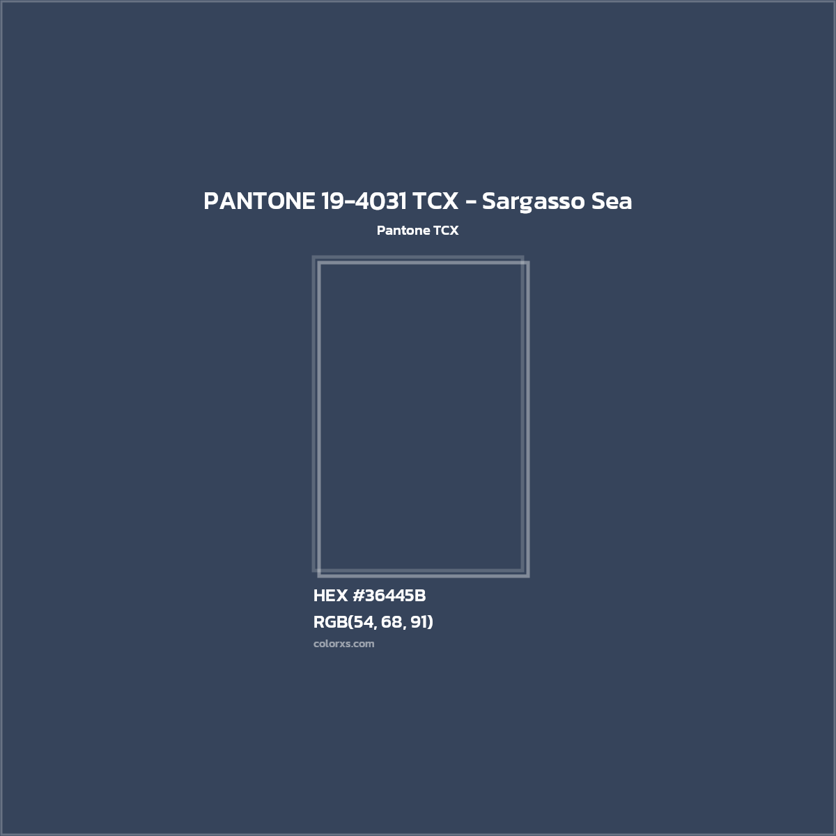 HEX #36445B PANTONE 19-4031 TCX - Sargasso Sea CMS Pantone TCX - Color Code