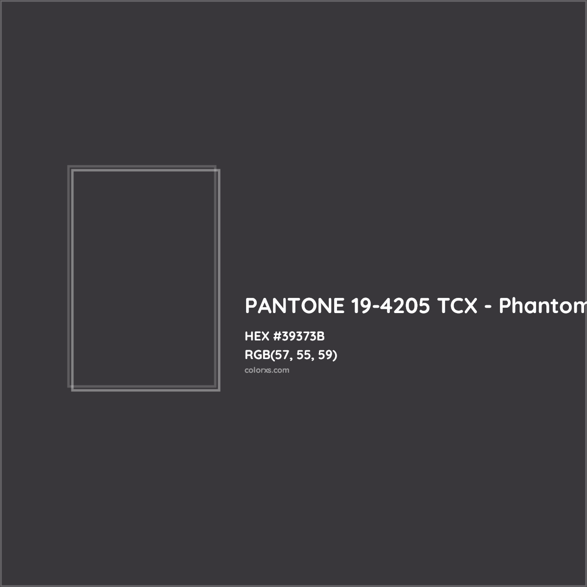 HEX #39373B PANTONE 19-4205 TCX - Phantom CMS Pantone TCX - Color Code