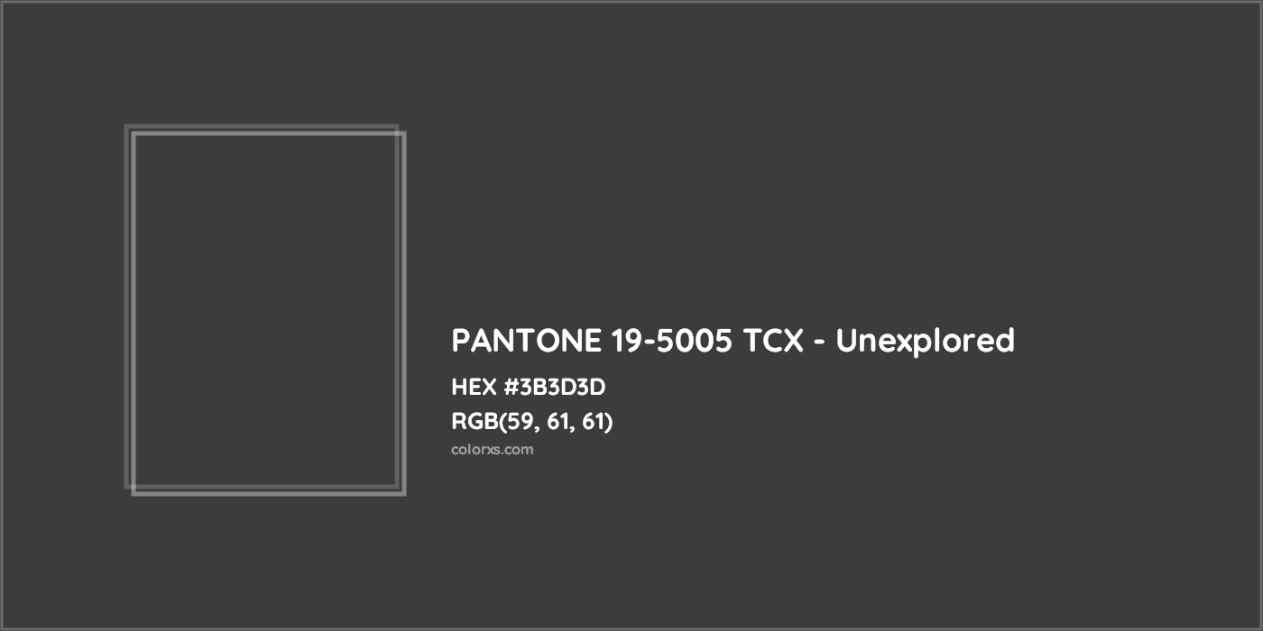 HEX #3B3D3D PANTONE 19-5005 TCX - Unexplored CMS Pantone TCX - Color Code