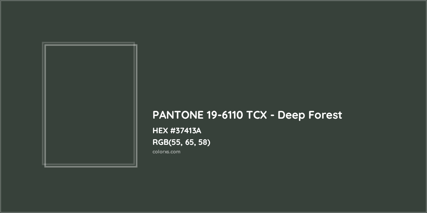 HEX #37413A PANTONE 19-6110 TCX - Deep Forest CMS Pantone TCX - Color Code