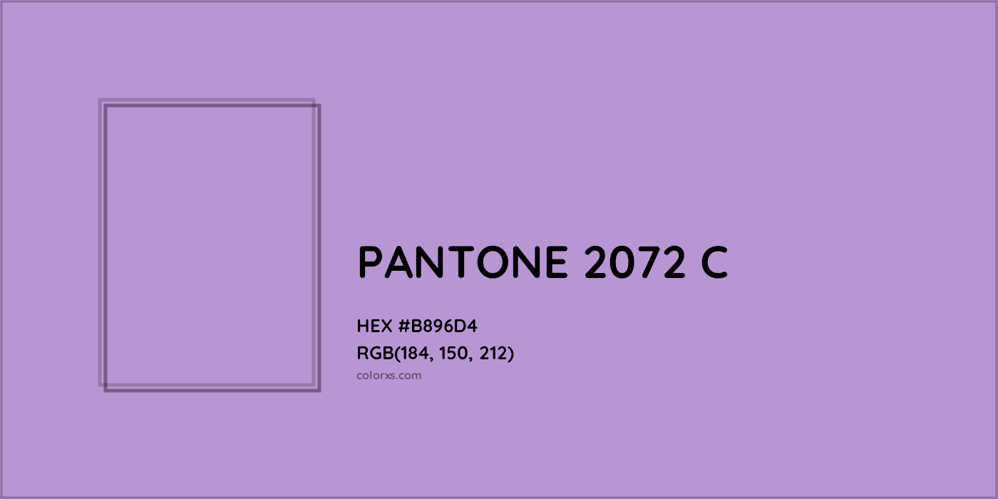 HEX #B896D4 PANTONE 2072 C CMS Pantone PMS - Color Code