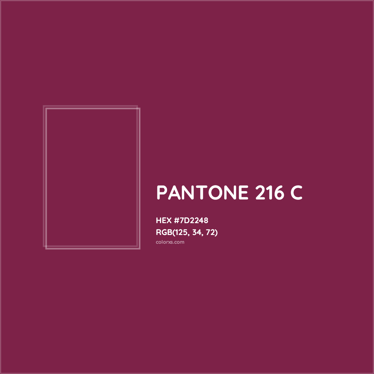 HEX #7D2248 PANTONE 216 C CMS Pantone PMS - Color Code
