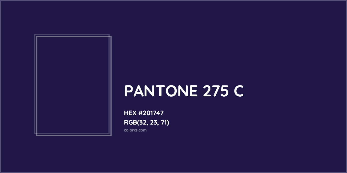 HEX #201747 PANTONE 275 C CMS Pantone PMS - Color Code