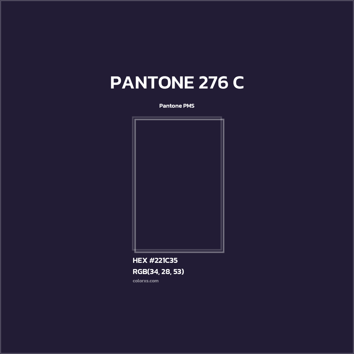 HEX #221C35 PANTONE 276 C CMS Pantone PMS - Color Code