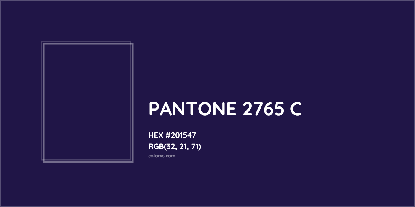 HEX #201547 PANTONE 2765 C CMS Pantone PMS - Color Code
