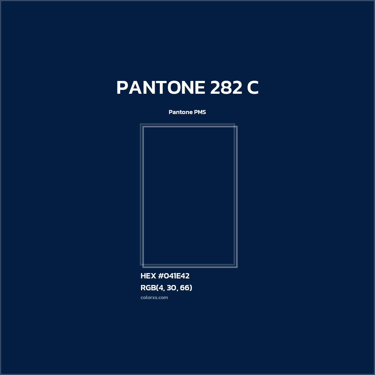 HEX #041E42 PANTONE 282 C CMS Pantone PMS - Color Code