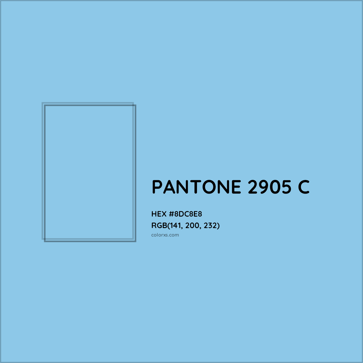 HEX #8DC8E8 PANTONE 2905 C CMS Pantone PMS - Color Code