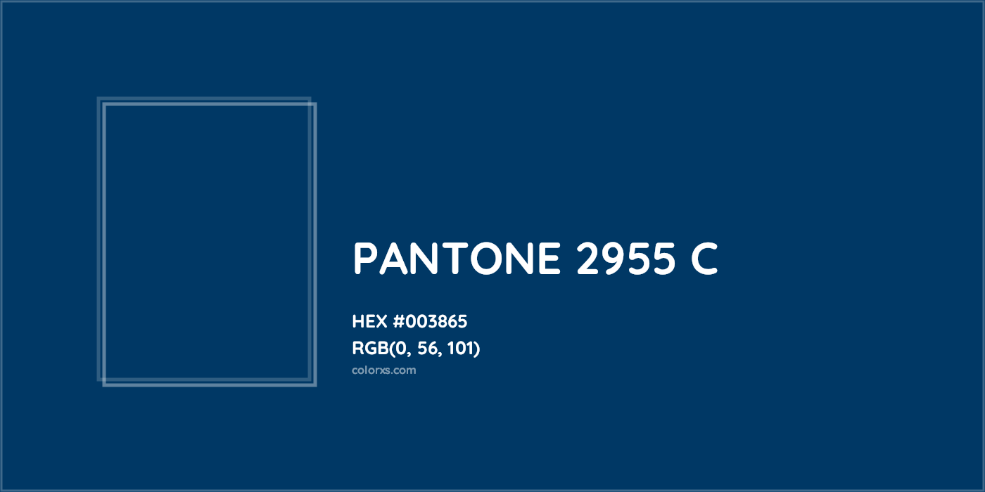 HEX #003865 PANTONE 2955 C CMS Pantone PMS - Color Code