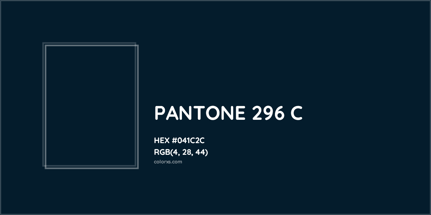 HEX #041C2C PANTONE 296 C CMS Pantone PMS - Color Code