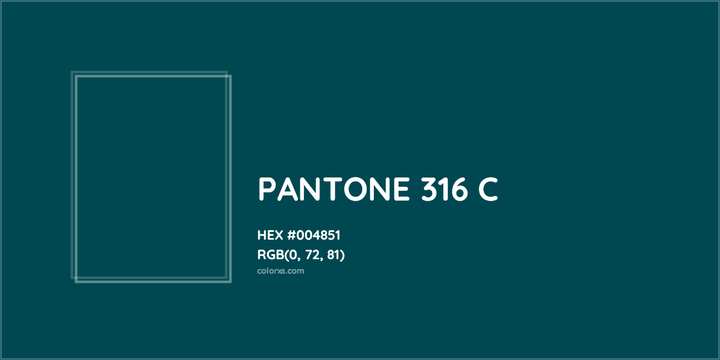 HEX #004851 PANTONE 316 C CMS Pantone PMS - Color Code