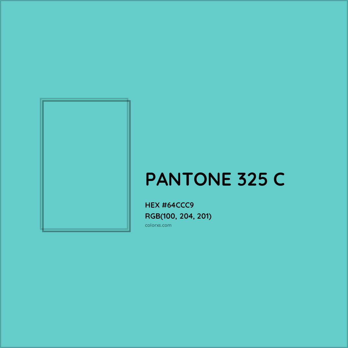 HEX #64CCC9 PANTONE 325 C CMS Pantone PMS - Color Code