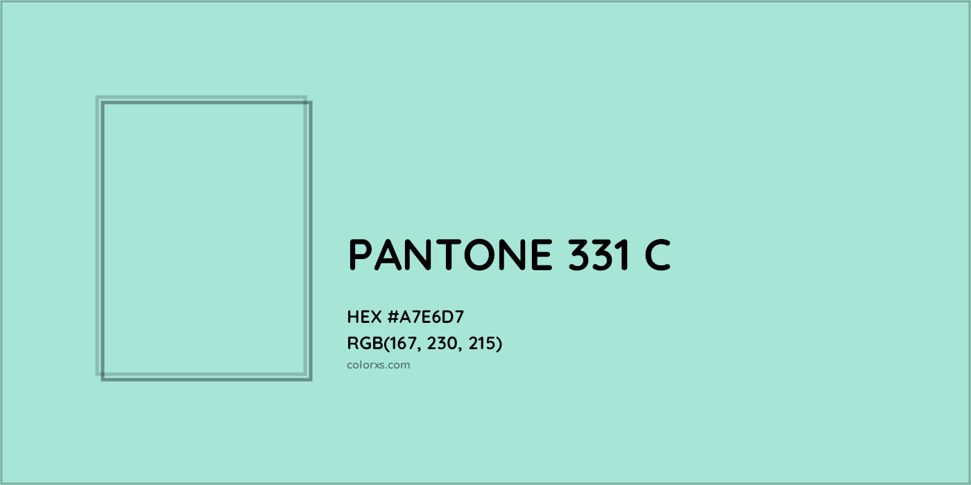 HEX #A7E6D7 PANTONE 331 C CMS Pantone PMS - Color Code