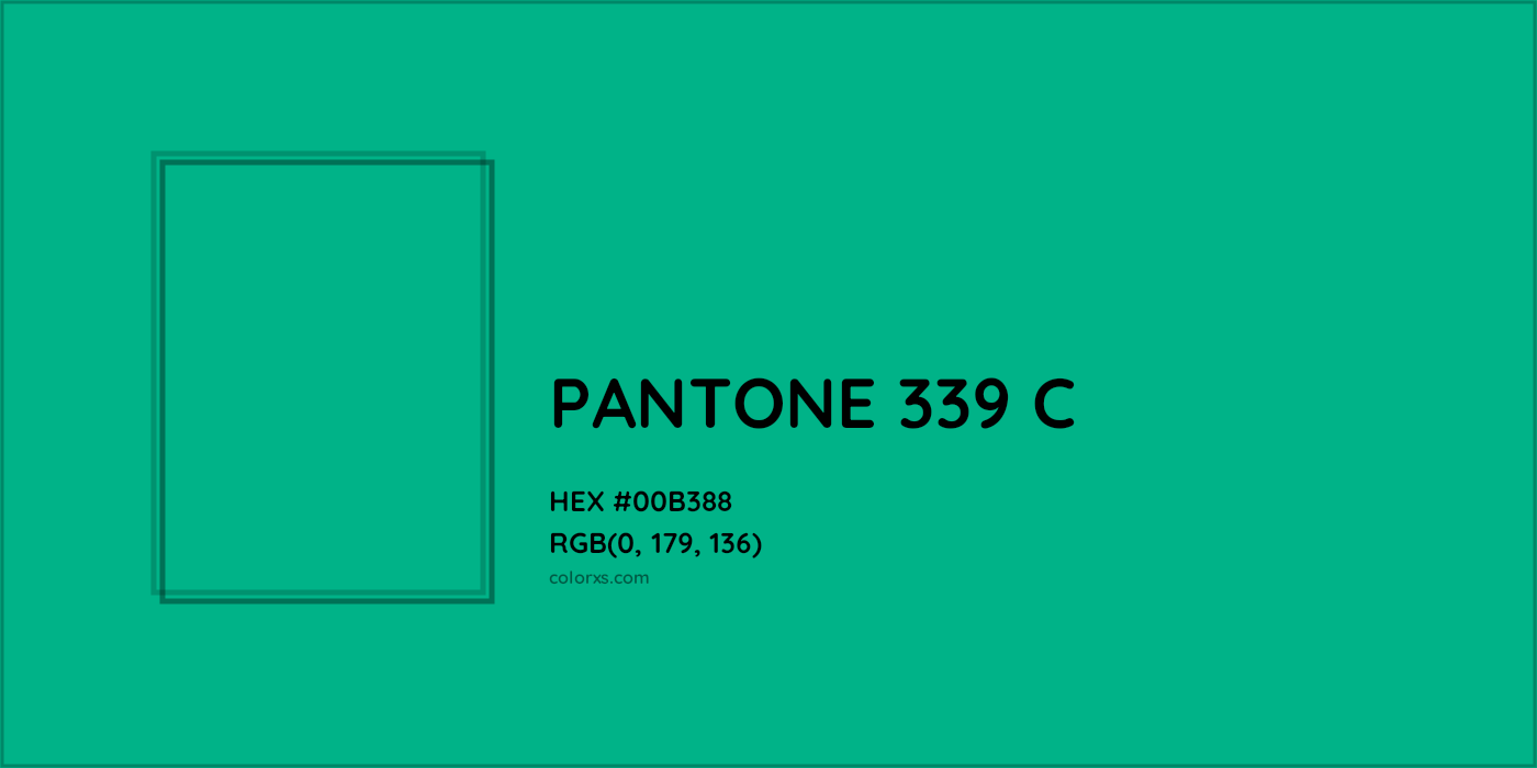HEX #00B388 PANTONE 339 C CMS Pantone PMS - Color Code