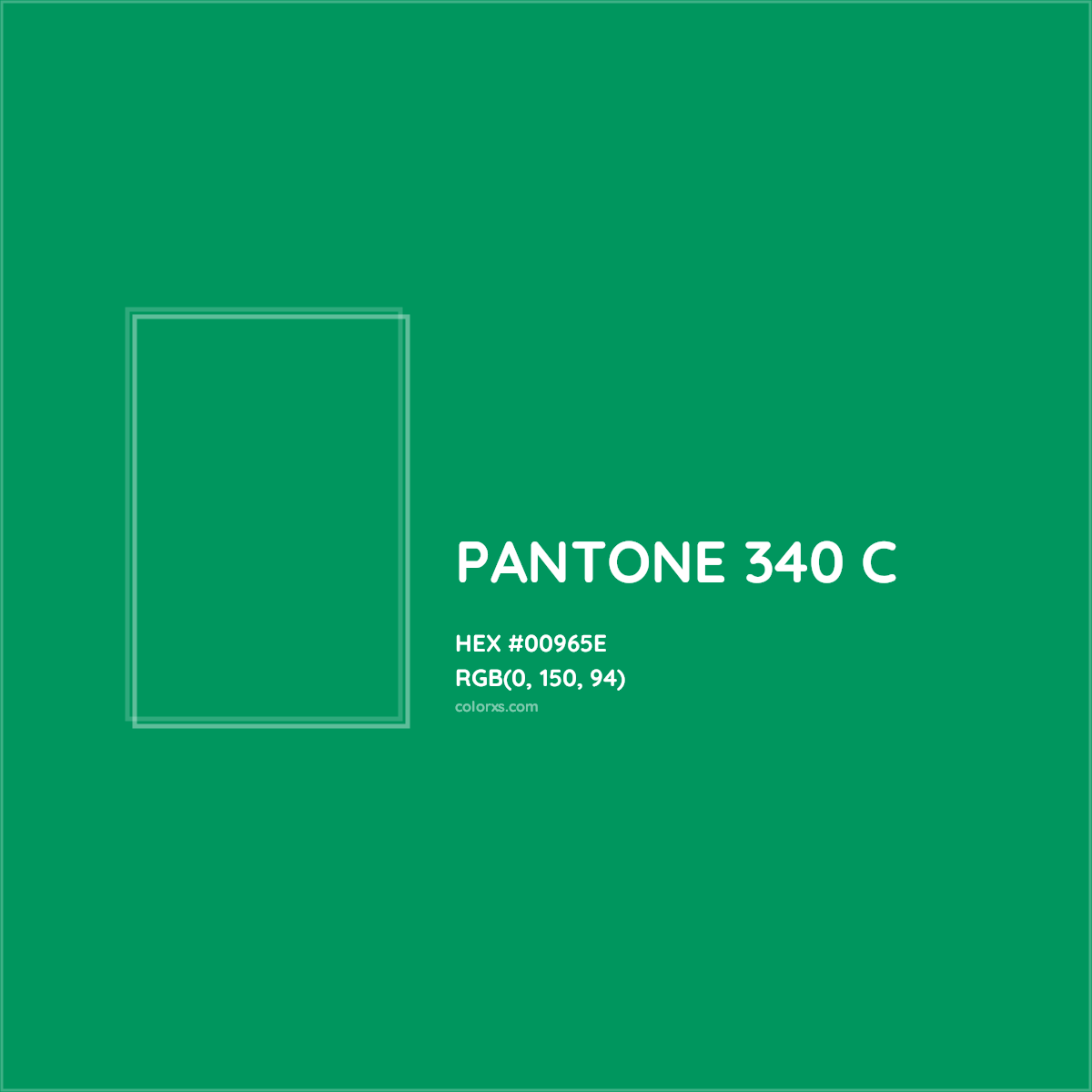 HEX #00965E PANTONE 340 C CMS Pantone PMS - Color Code