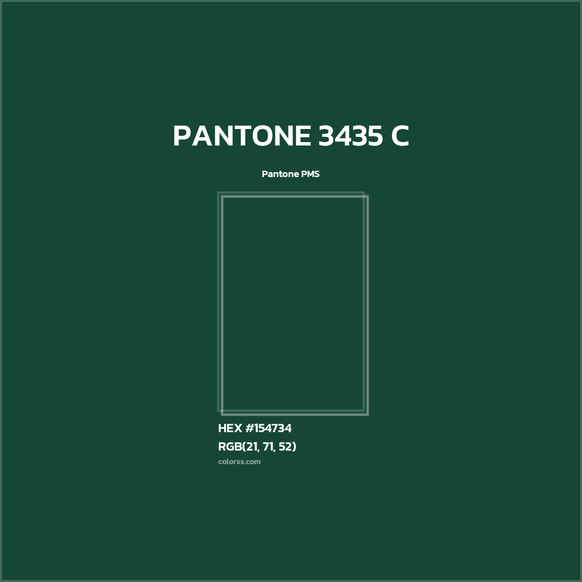 HEX #154734 PANTONE 3435 C CMS Pantone PMS - Color Code