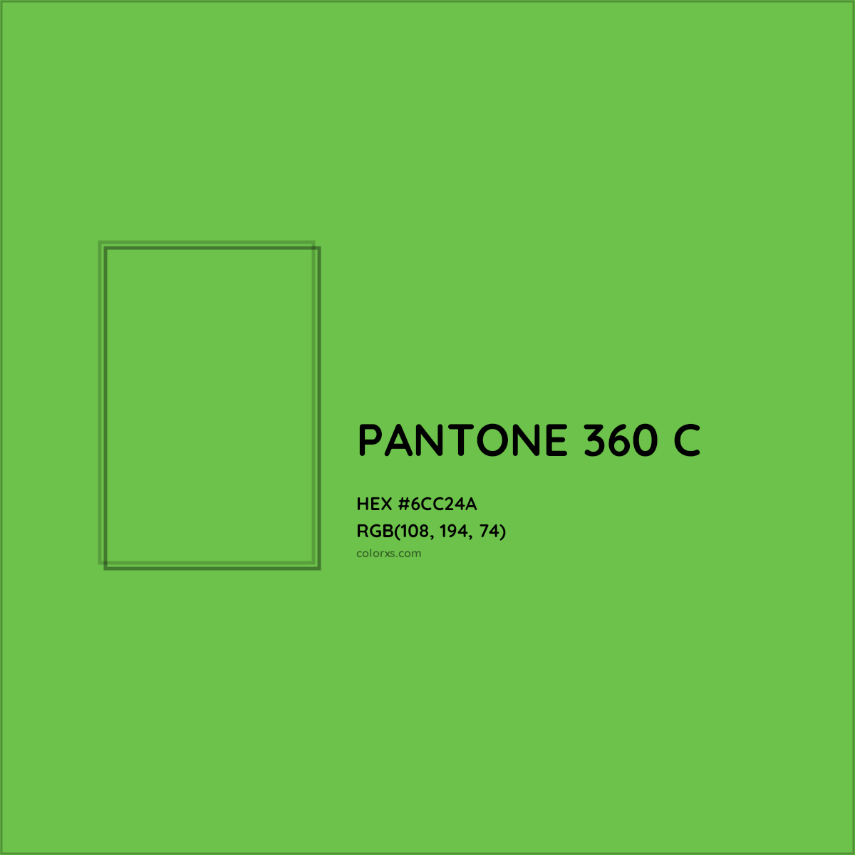 HEX #6CC24A PANTONE 360 C CMS Pantone PMS - Color Code