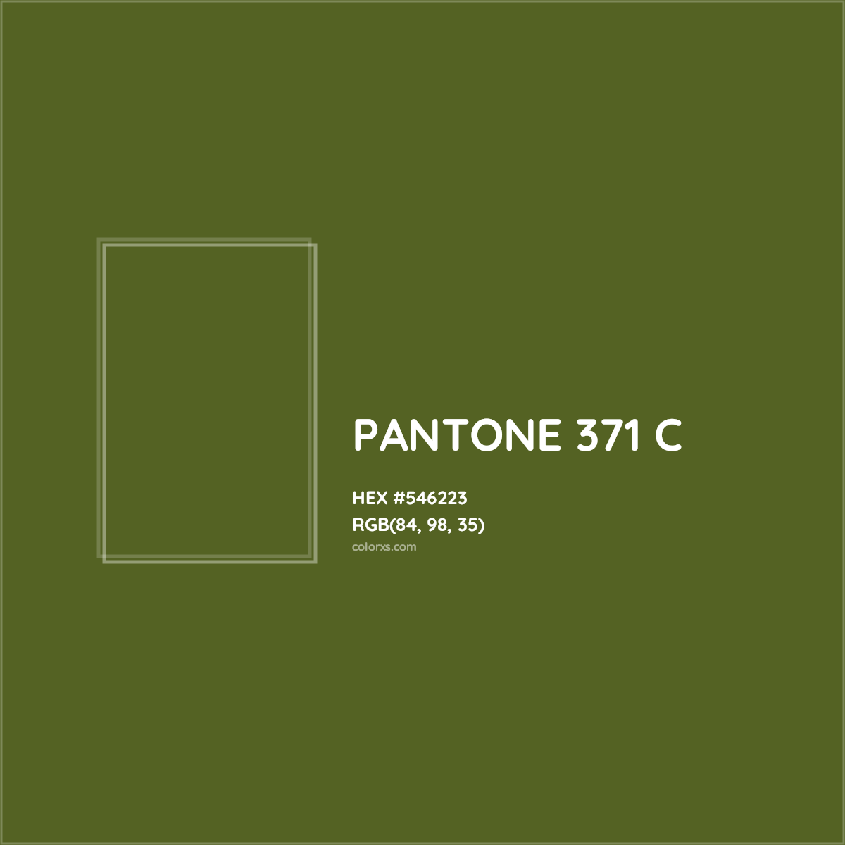 HEX #546223 PANTONE 371 C CMS Pantone PMS - Color Code